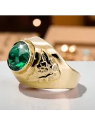 14k geltono aukso Smeraldai Žiedas Vintage vrc078y